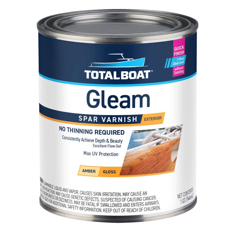 TotalBoat Gleam Marine Spar Varnish, Gloss and Satin Polyurethane Finish for Wood, Boats and Outdoor Furniture (Gloss Quart) - Image 1